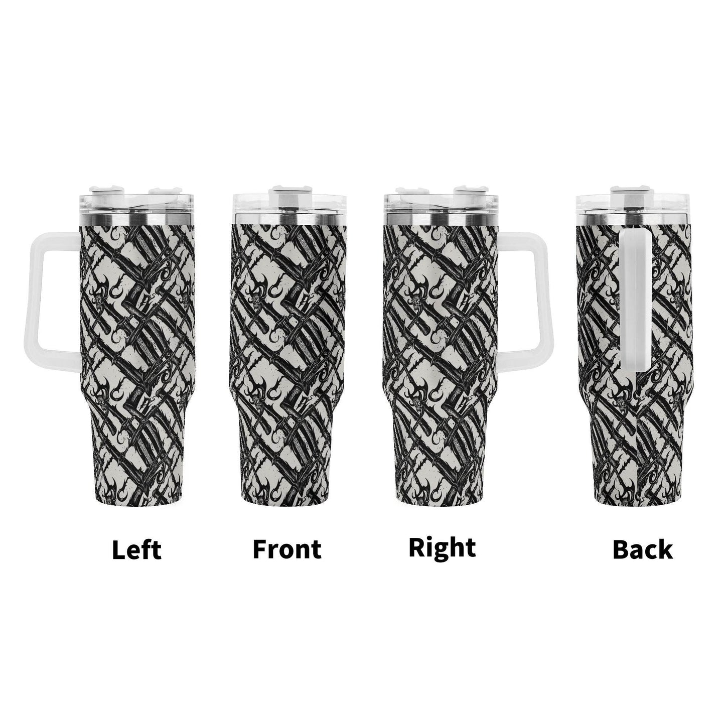 Devil Veins 40oz Stainless Steel Tumbler Gift With White Handle and Straw - DeRose Seasonal