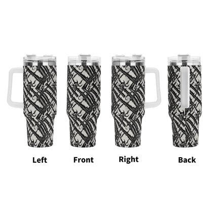 Devil Veins 40oz Stainless Steel Tumbler Gift With White Handle and Straw - DeRose Seasonal