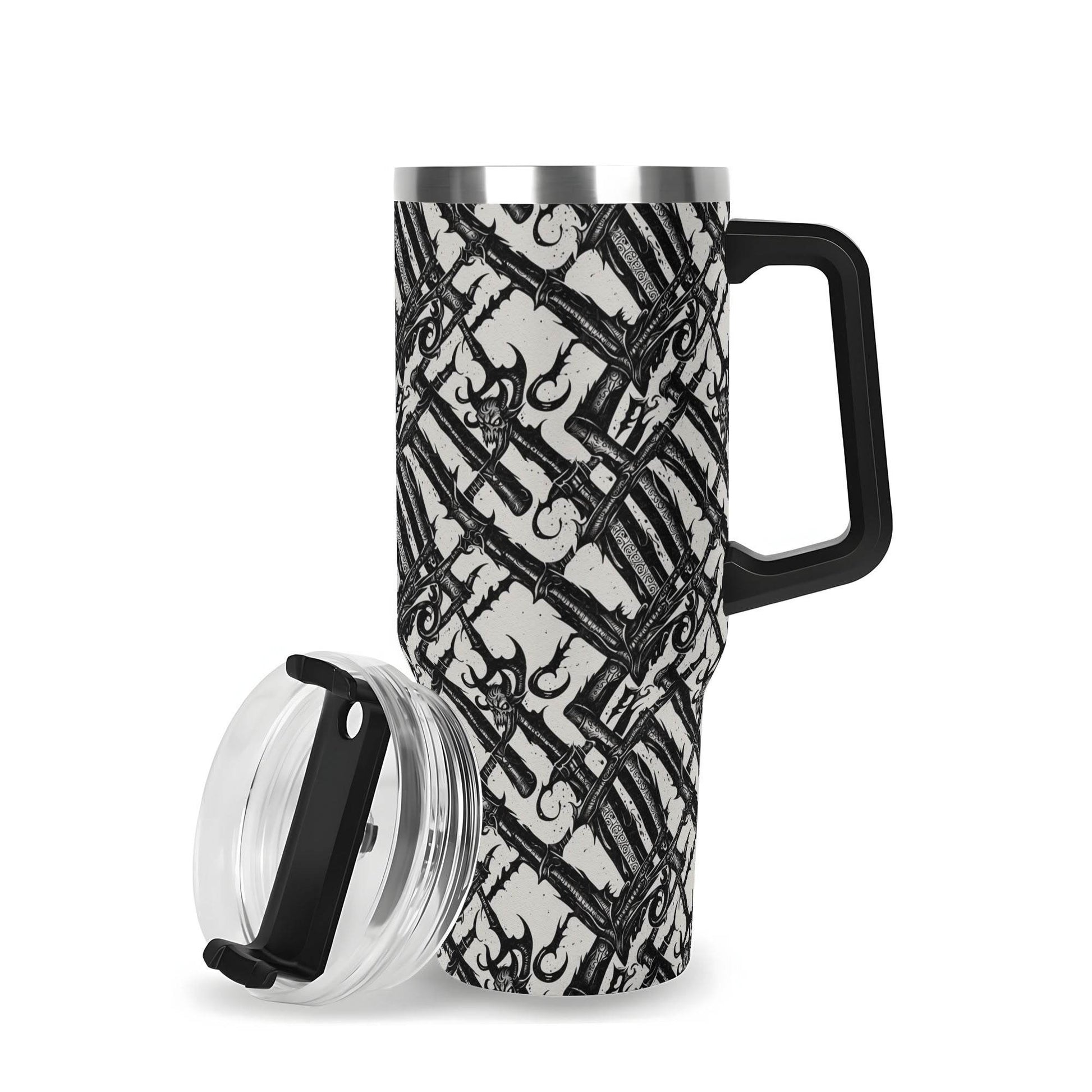 Devil Veins 40oz Stainless Steel Tumbler Gift With Black Handle and Straw - DeRose Seasonal