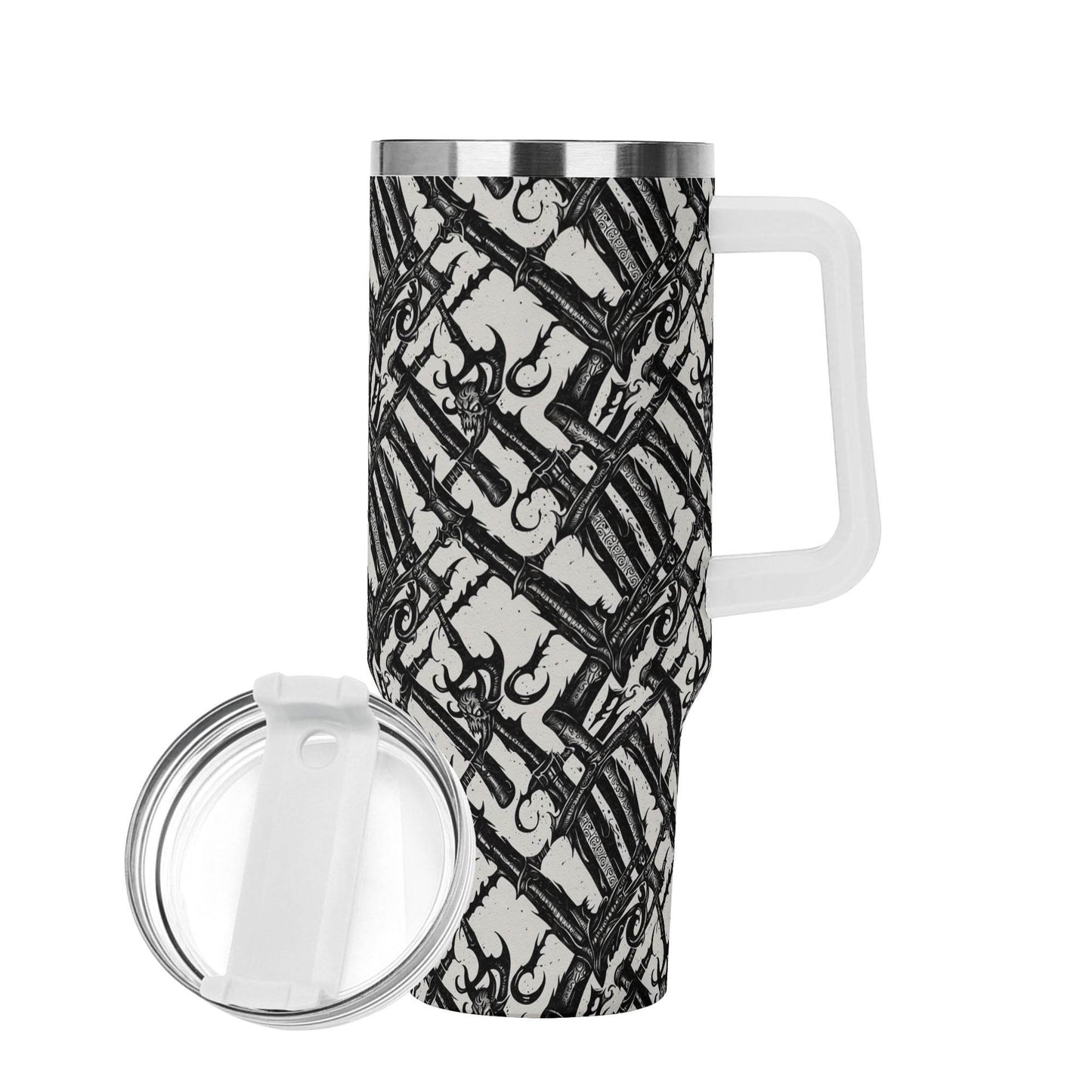 Devil Veins 40oz Stainless Steel Tumbler Gift With White Handle and Straw - DeRose Seasonal
