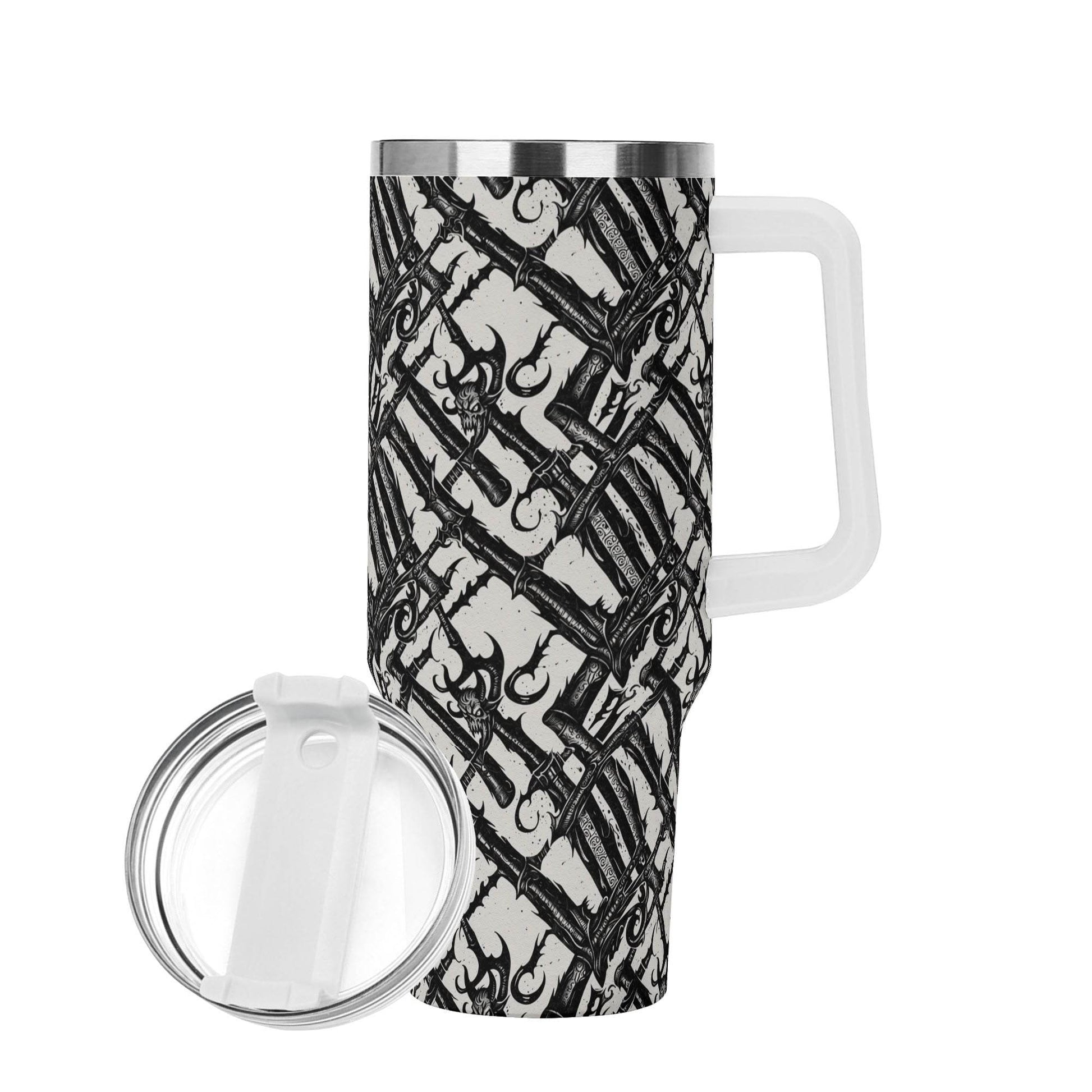 Devil Veins 40oz Stainless Steel Tumbler Gift With White Handle and Straw - DeRose Seasonal
