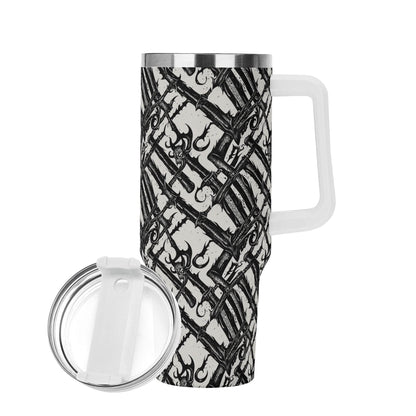 Devil Veins 40oz Stainless Steel Tumbler Gift With White Handle and Straw - DeRose Seasonal