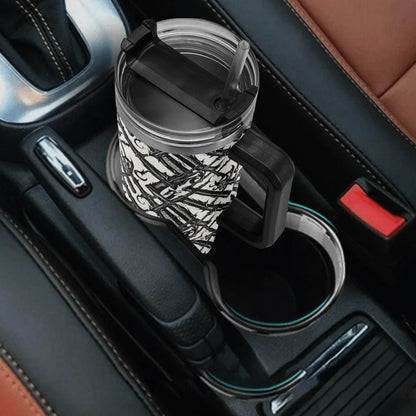 Devil Veins 40oz Stainless Steel Tumbler Gift With Black Handle and Straw - DeRose Seasonal