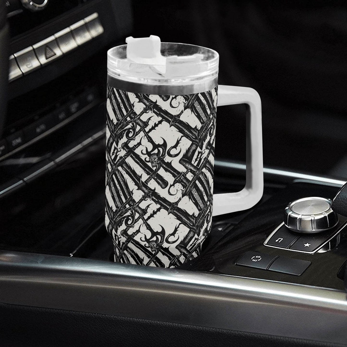 Devil Veins 40oz Stainless Steel Tumbler Gift With White Handle and Straw - DeRose Seasonal