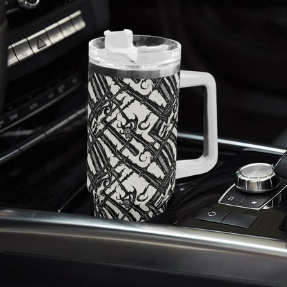 Devil Veins 40oz Stainless Steel Tumbler Gift With White Handle and Straw - DeRose Seasonal