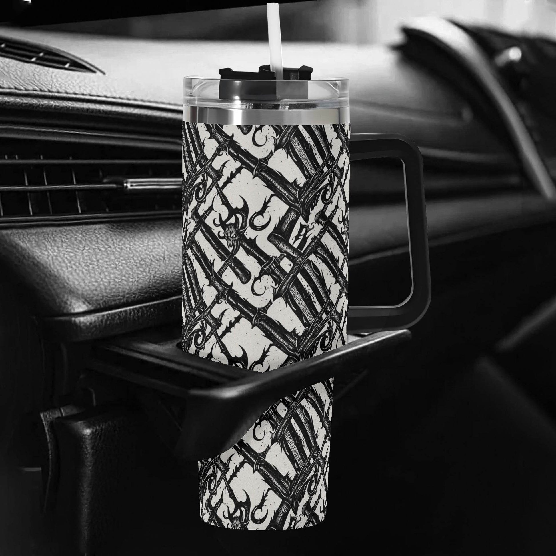Devil Veins 40oz Stainless Steel Tumbler Gift With Black Handle and Straw - DeRose Seasonal