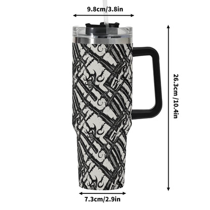 Devil Veins 40oz Stainless Steel Tumbler Gift With Black Handle and Straw - DeRose Seasonal