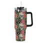Pink Skulls 40oz Stainless Steel Tumbler Gift With Black Handle and Straw - DeRose Seasonal