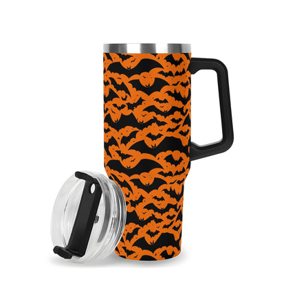 Halloween Bats 40oz Stainless Steel Tumbler Gift With Black Handle and Straw - DeRose Seasonal