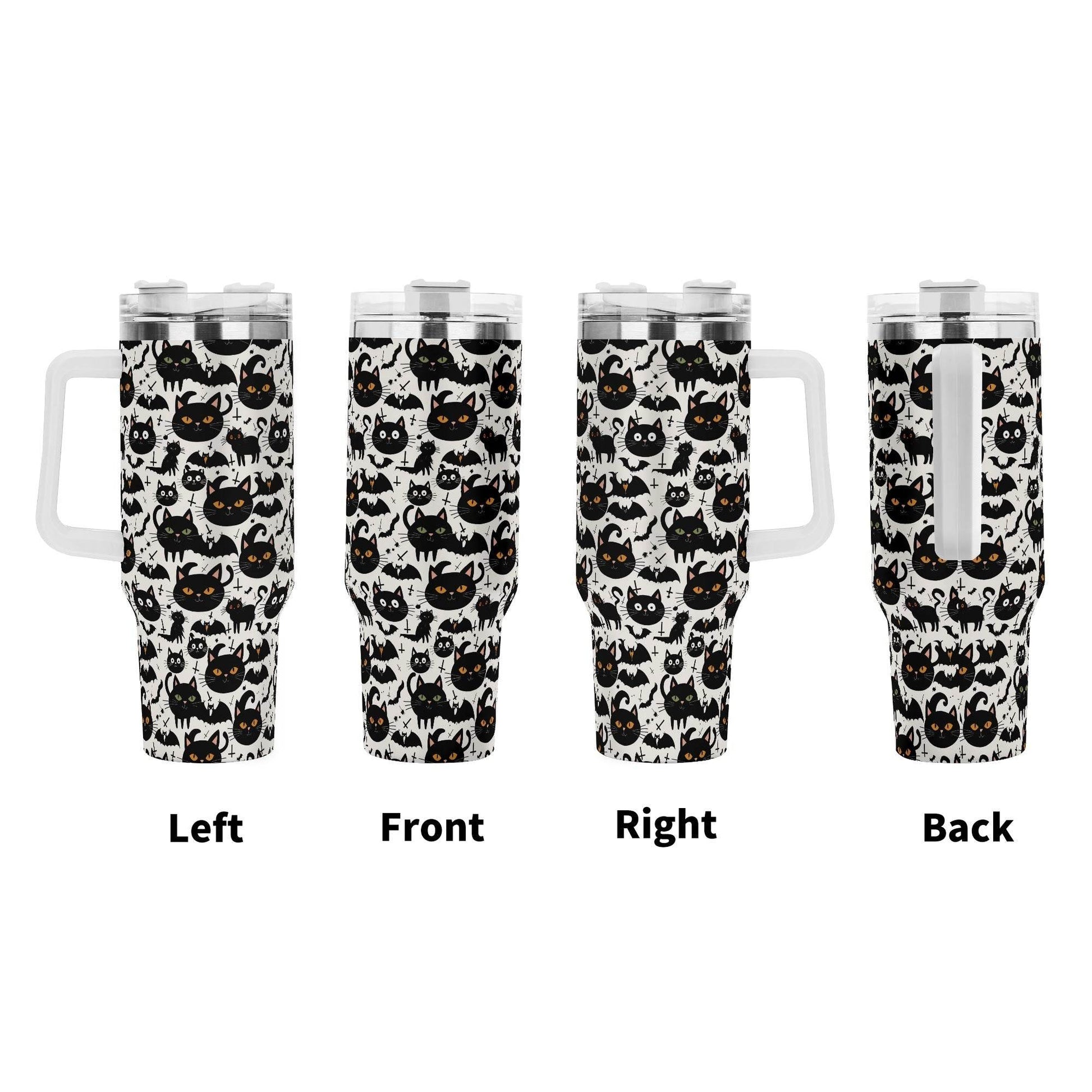 Crazy Cat Lady 40oz Stainless Steel Tumbler Gift With White Handle and Straw - DeRose Seasonal