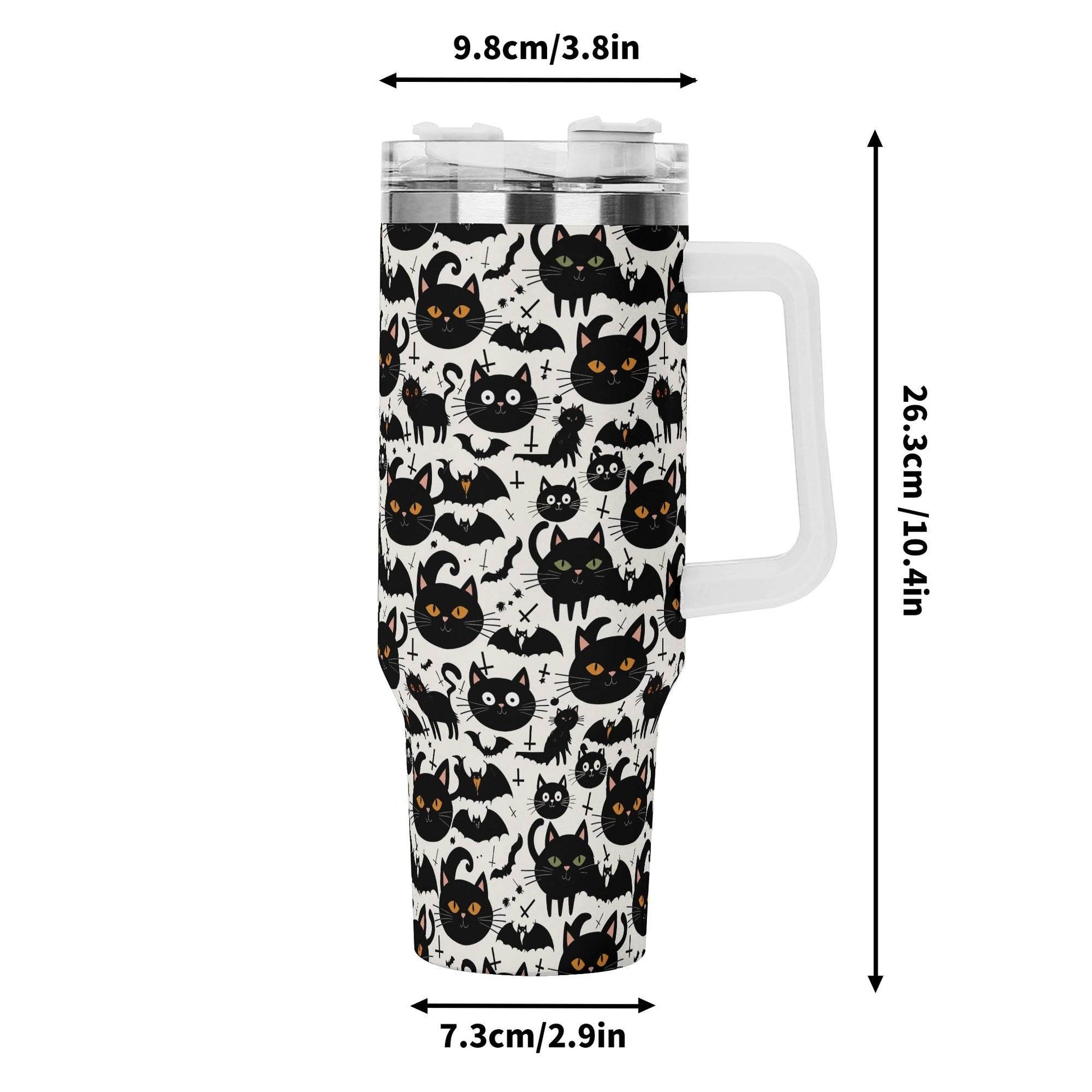 Crazy Cat Lady 40oz Stainless Steel Tumbler Gift With White Handle and Straw - DeRose Seasonal