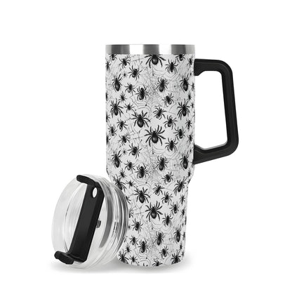 Scary Spiders 40oz Stainless Steel Tumbler Gift With Black Handle and Straw - DeRose Seasonal