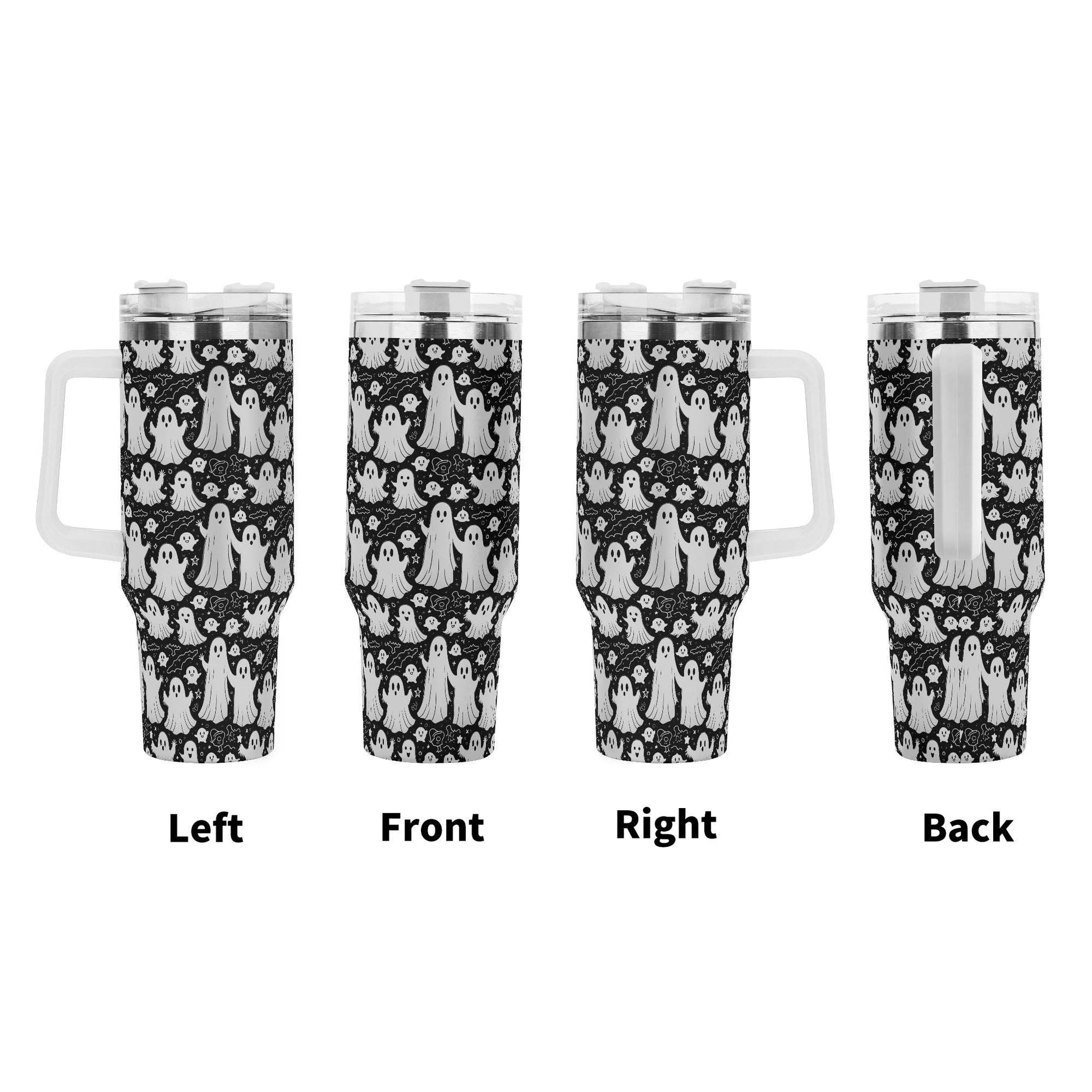 Vintage Ghost 40oz Stainless Steel Tumbler Gift With White Handle and Straw - DeRose Seasonal
