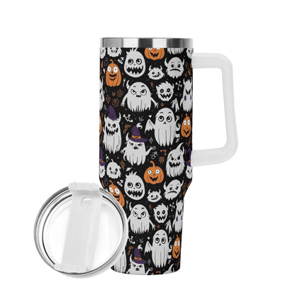 Cute Monster Witches 40oz Stainless Steel Tumbler Gift With White Handle and Straw - DeRose Seasonal