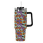 Green Purple Pumpkins 40oz Stainless Steel Tumbler Gift With Black Handle and Straw - DeRose Seasonal
