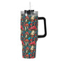 Deathcap Mushrooms 40oz Stainless Steel Tumbler Gift With Black Handle and Straw - DeRose Seasonal