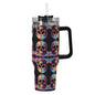 Dripping Skulls 40oz Stainless Steel Tumbler Gift With Black Handle and Straw - DeRose Seasonal