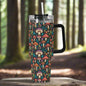Forest Shrooms 40oz Stainless Steel Tumbler Gift With Black Handle and Straw - DeRose Seasonal