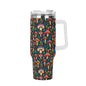 Forest Shrooms 40oz Stainless Steel Tumbler Gift With White Handle and Straw - DeRose Seasonal