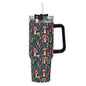 Shroomy 40oz Stainless Steel Tumbler Gift With Black Handle and Straw - DeRose Seasonal