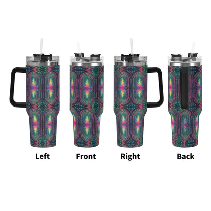 Mystic Woods 40oz Stainless Steel Tumbler Gift With Black Handle and Straw - DeRose Seasonal