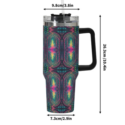Mystic Woods 40oz Stainless Steel Tumbler Gift With Black Handle and Straw - DeRose Seasonal