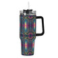Trippy Trees 40oz Stainless Steel Tumbler Gift With Black Handle and Straw - DeRose Seasonal
