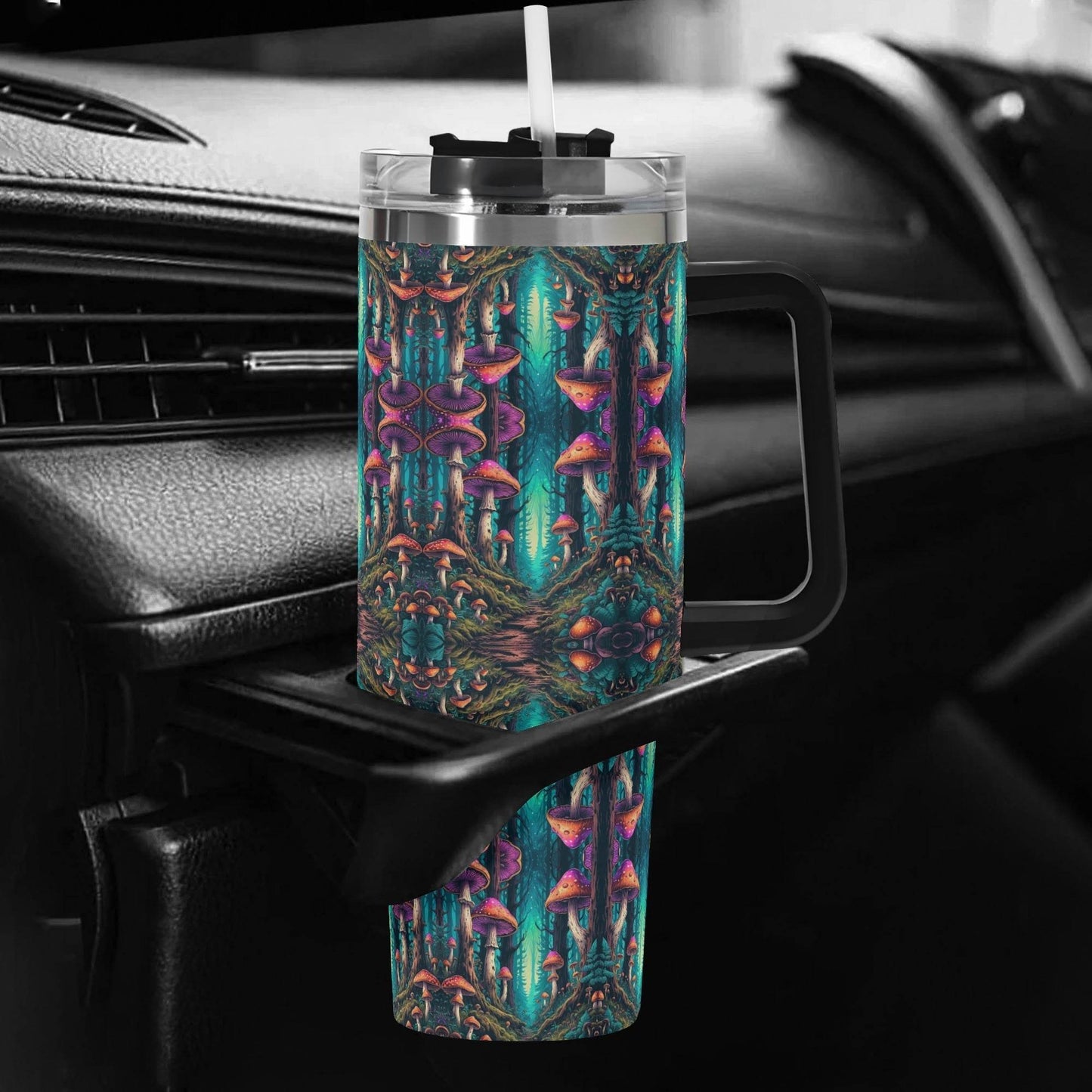 Thirsty Trip 40oz Stainless Steel Tumbler Gift With Black Handle and Straw - DeRose Seasonal