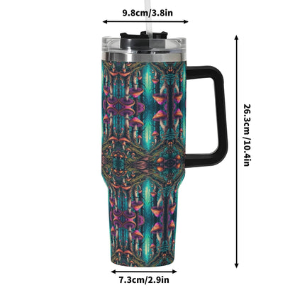 Thirsty Trip 40oz Stainless Steel Tumbler Gift With Black Handle and Straw - DeRose Seasonal