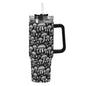 White Caps 40oz Stainless Steel Tumbler Gift With Black Handle and Straw - DeRose Seasonal