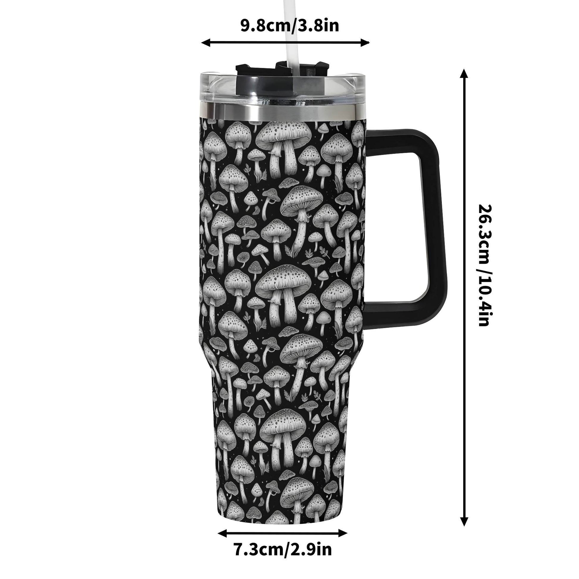 White Caps 40oz Stainless Steel Tumbler Gift With Black Handle and Straw - DeRose Seasonal