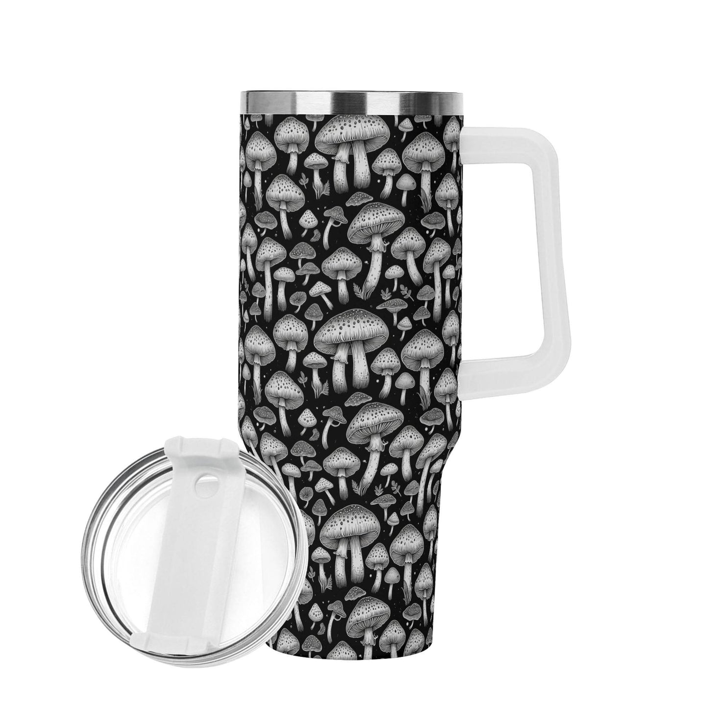 White Caps 40oz Stainless Steel Tumbler Gift With White Handle and Straw - DeRose Seasonal