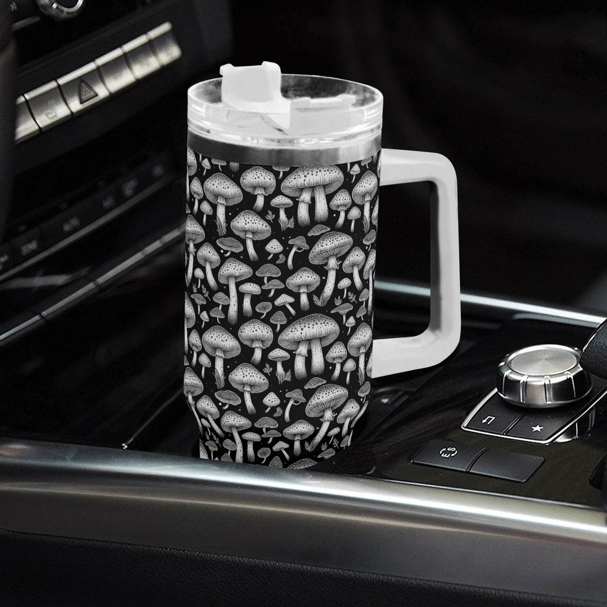 White Caps 40oz Stainless Steel Tumbler Gift With White Handle and Straw - DeRose Seasonal