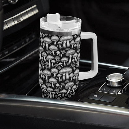 White Caps 40oz Stainless Steel Tumbler Gift With White Handle and Straw - DeRose Seasonal