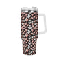 Pink Hearts 40oz Stainless Steel Tumbler Gift With White Handle and Straw - DeRose Seasonal