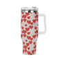 Minimal Hearts 40oz Stainless Steel Tumbler Gift With White Handle and Straw - DeRose Seasonal