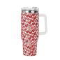 Red Little Hearts 40oz Stainless Steel Tumbler Gift With White Handle and Straw - DeRose Seasonal
