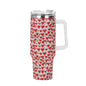Scribbled Hearts 40oz Stainless Steel Tumbler Gift With White Handle and Straw - DeRose Seasonal