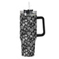 Black and White Hearts 40oz Stainless Steel Tumbler Gift With Black Handle and Straw - DeRose Seasonal