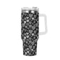 Black and White Hearts 40oz Stainless Steel Tumbler Gift With White Handle and Straw - DeRose Seasonal