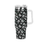 White and Green Clover 40oz Stainless Steel Tumbler Gift With White Handle and Straw - DeRose Seasonal