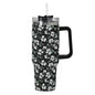 White and Green Clover 40oz Stainless Steel Tumbler Gift With Black Handle and Straw - DeRose Seasonal