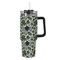 Scribbled Green Clover 40oz Stainless Steel Tumbler Gift With Black Handle and Straw - DeRose Seasonal