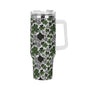 Scribbled Clover 40oz Stainless Steel Tumbler Gift With White Handle and Straw - DeRose Seasonal