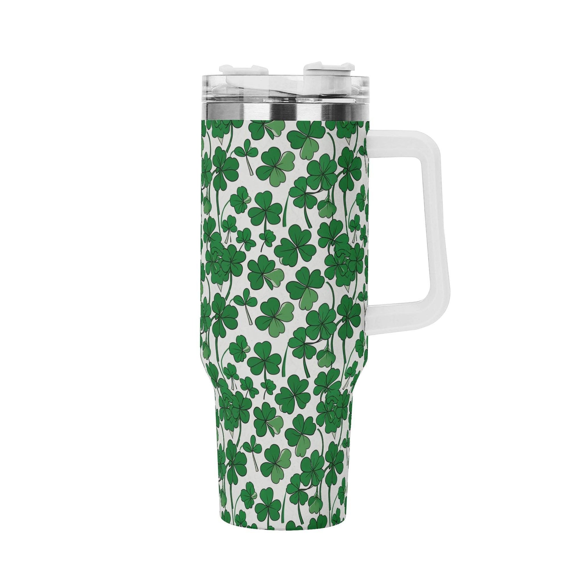 Little Clover 40oz Stainless Steel Tumbler Gift With White Handle and Straw - DeRose Seasonal