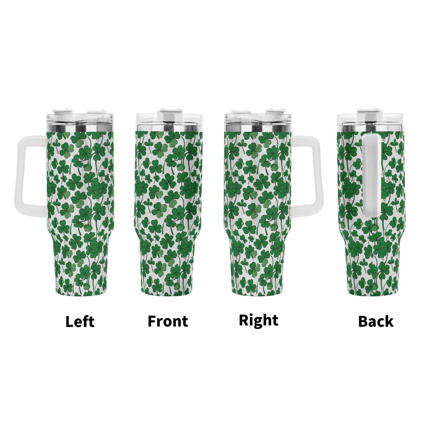 Little Clover 40oz Stainless Steel Tumbler Gift With White Handle and Straw - DeRose Seasonal