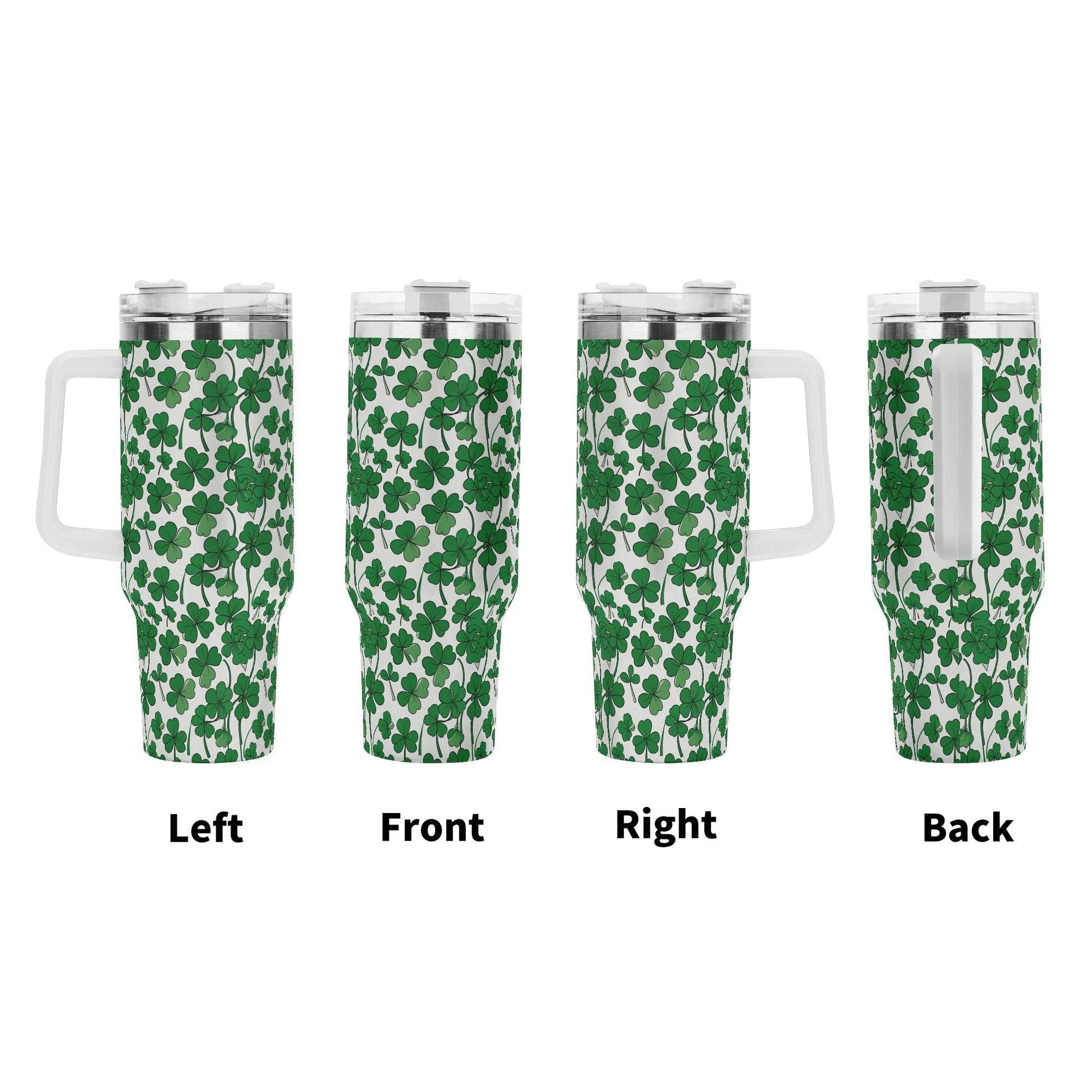 Little Clover 40oz Stainless Steel Tumbler Gift With White Handle and Straw - DeRose Seasonal