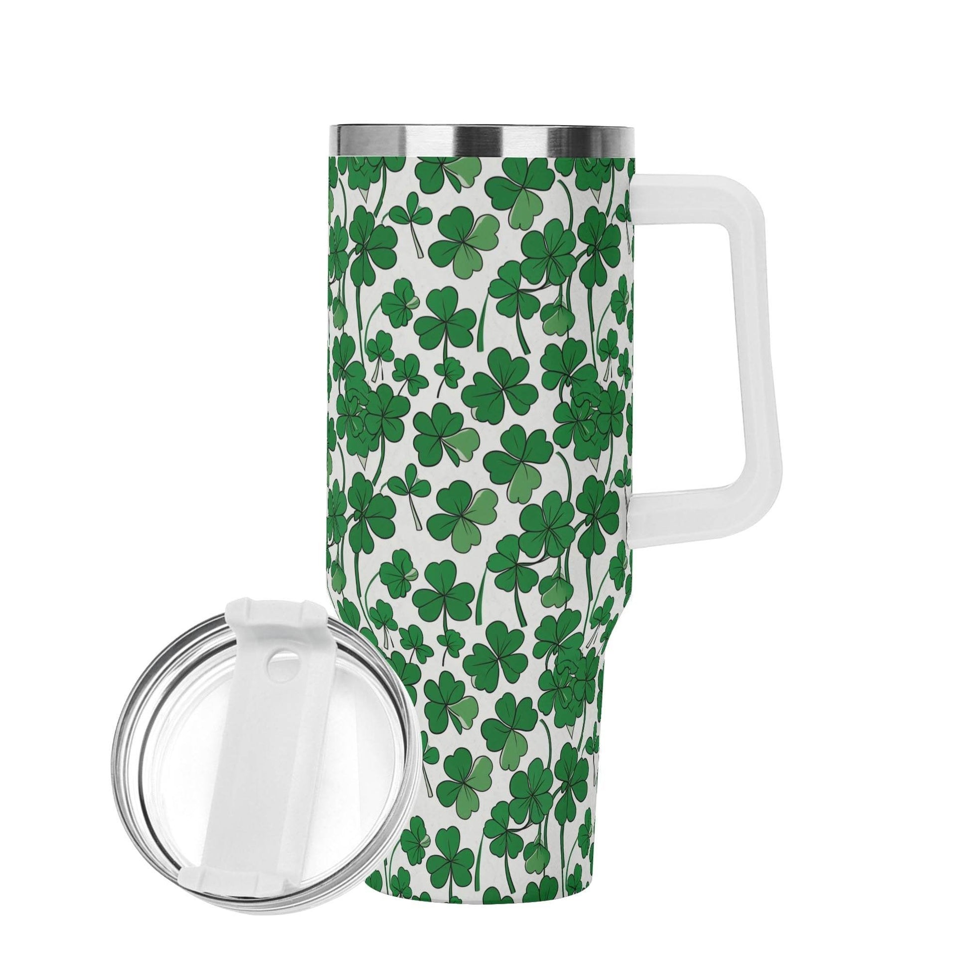 Little Clover 40oz Stainless Steel Tumbler Gift With White Handle and Straw - DeRose Seasonal