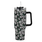 White Clover 40oz Stainless Steel Tumbler Gift With Black Handle and Straw - DeRose Seasonal