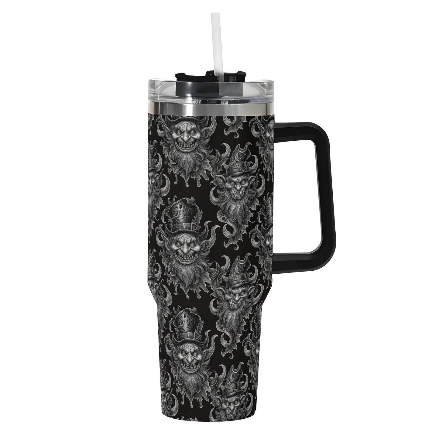 Demon Leprechaun 40oz Stainless Steel Tumbler Gift With Black Handle and Straw - DeRose Seasonal